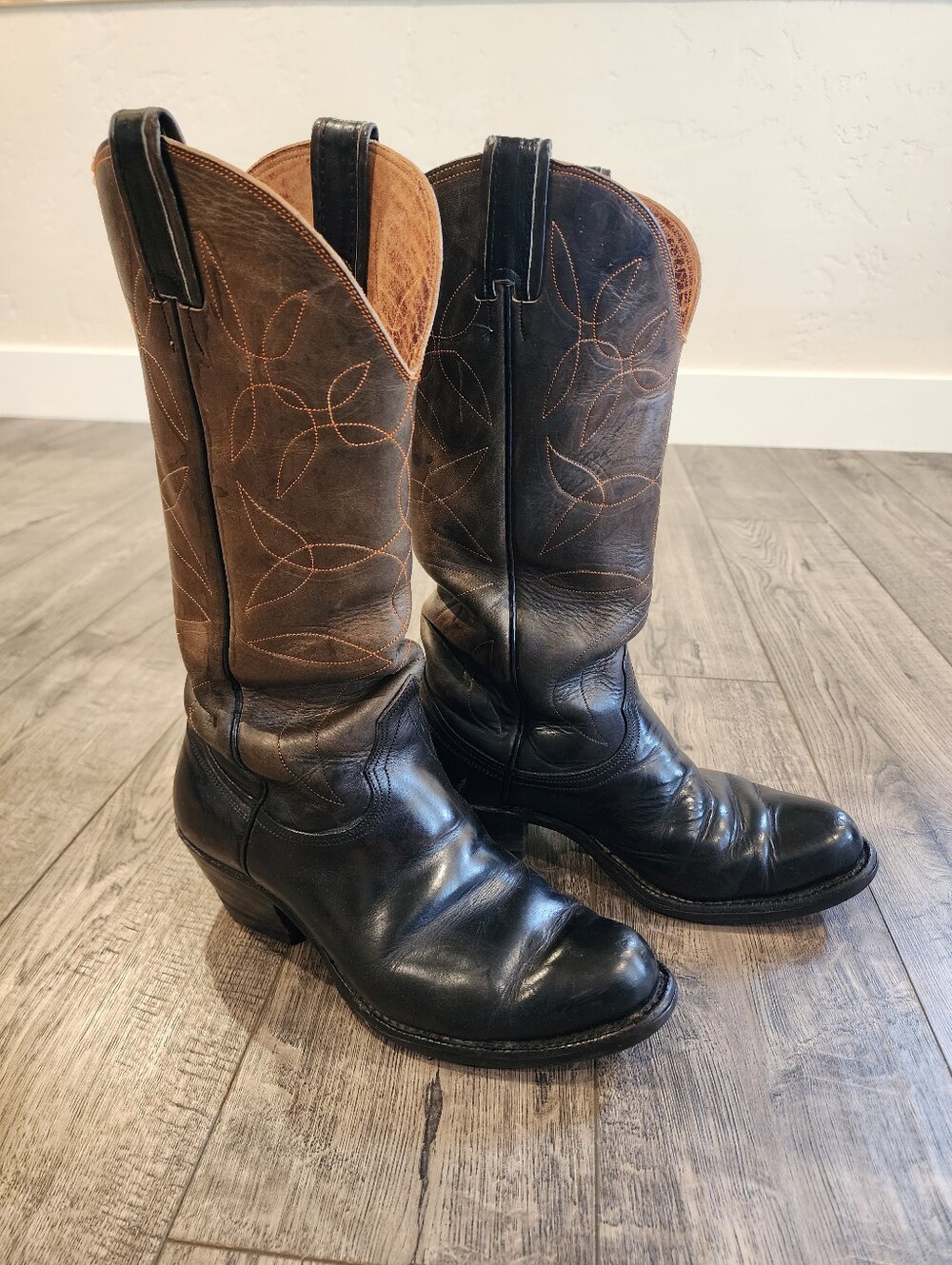 Vintage Nocona Mens Boots Two-Tone Contrast Western Round Toe Size Unknown